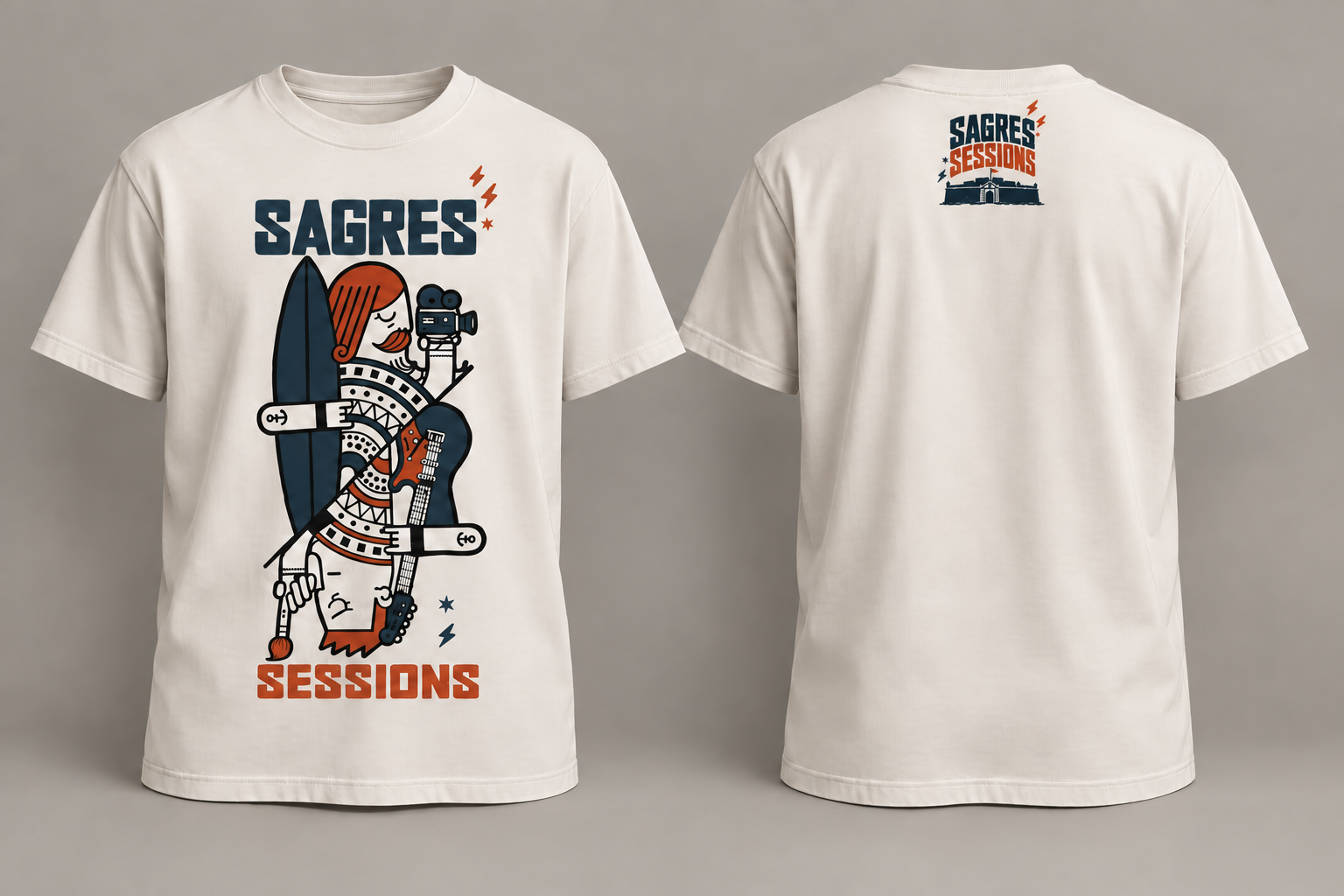 T-shirt cru com ilustração de surfista