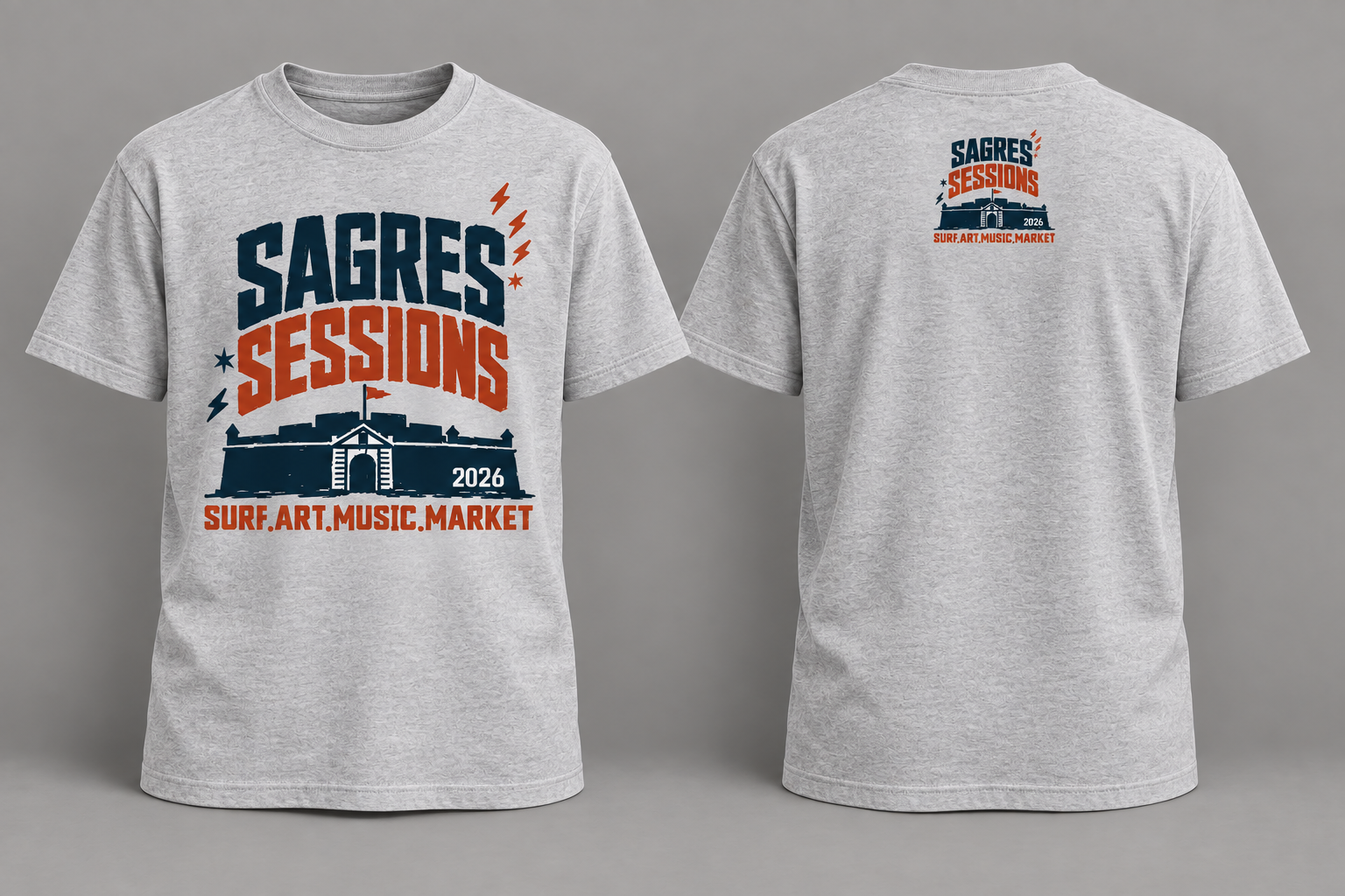 T-shirt cinzenta com a fortaleza de Sagres